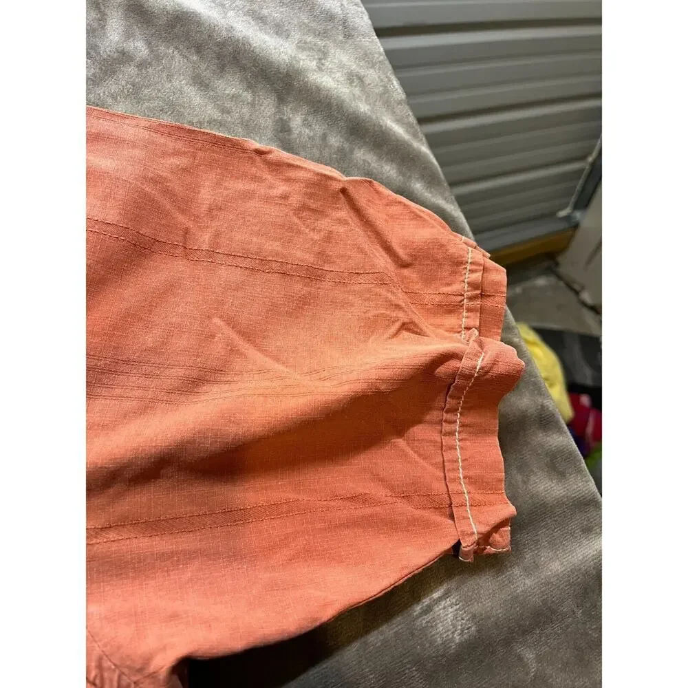 Tommy Bahama Orange‎ Hawaiian Floral Shirt Short Sleeve Button Down Mens L Silk